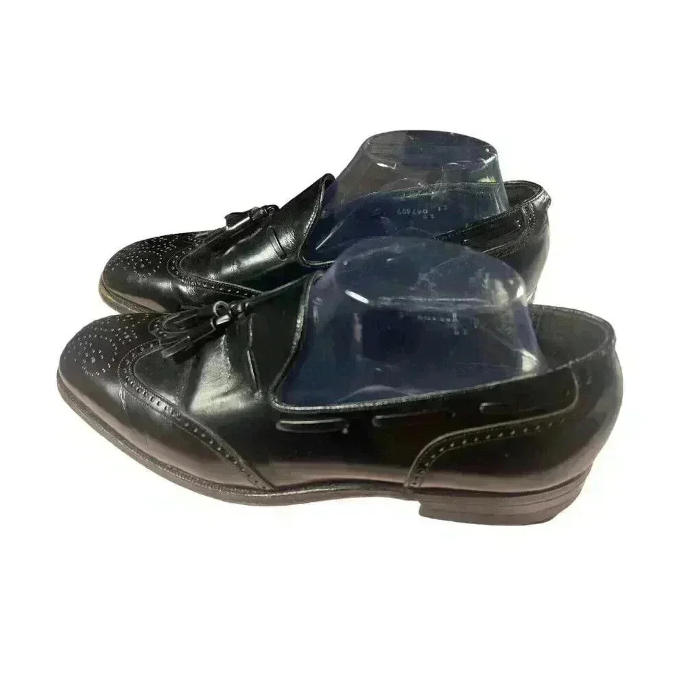 Vintage Florsheim Mens Oxford 9 The Royal Imperial Black Wing Tip Dress Shoes